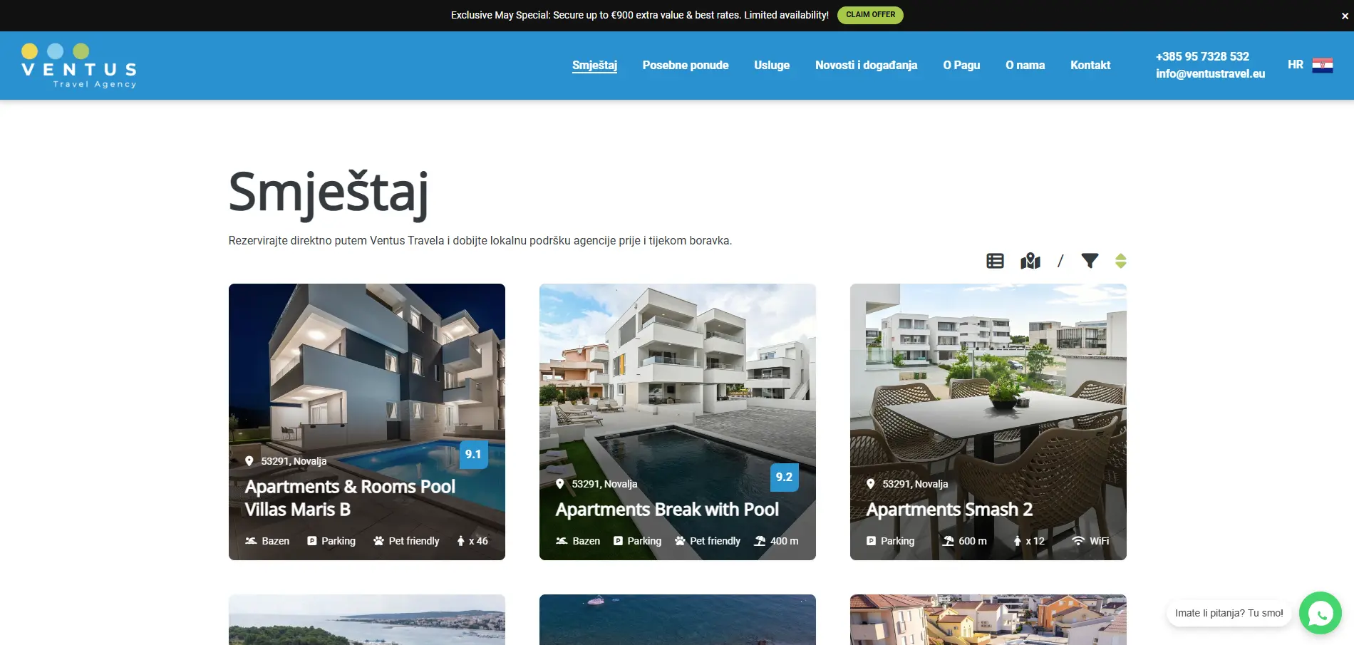 Ventus Travel Agency web stranica