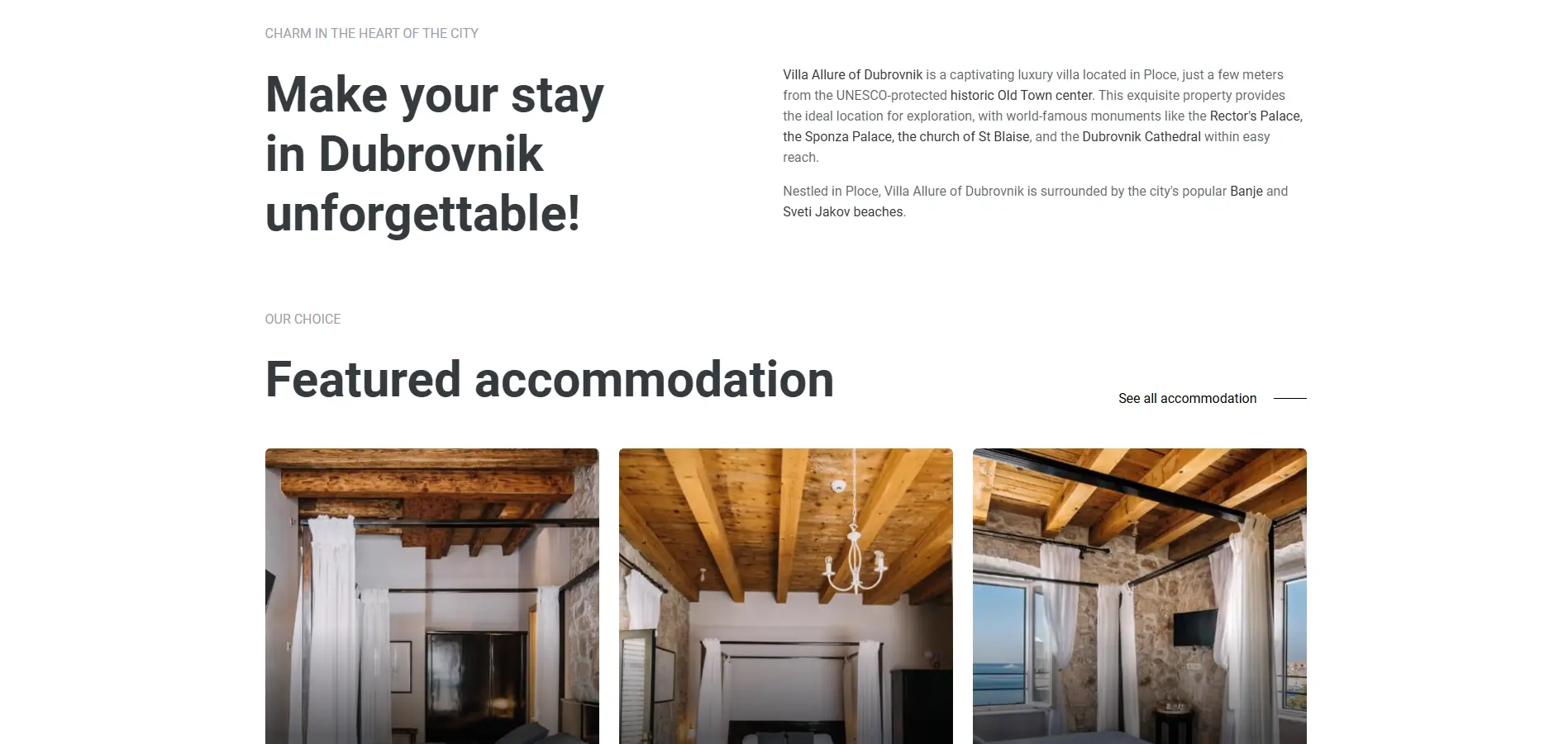 Villa Allure Dubrovnik web stranica