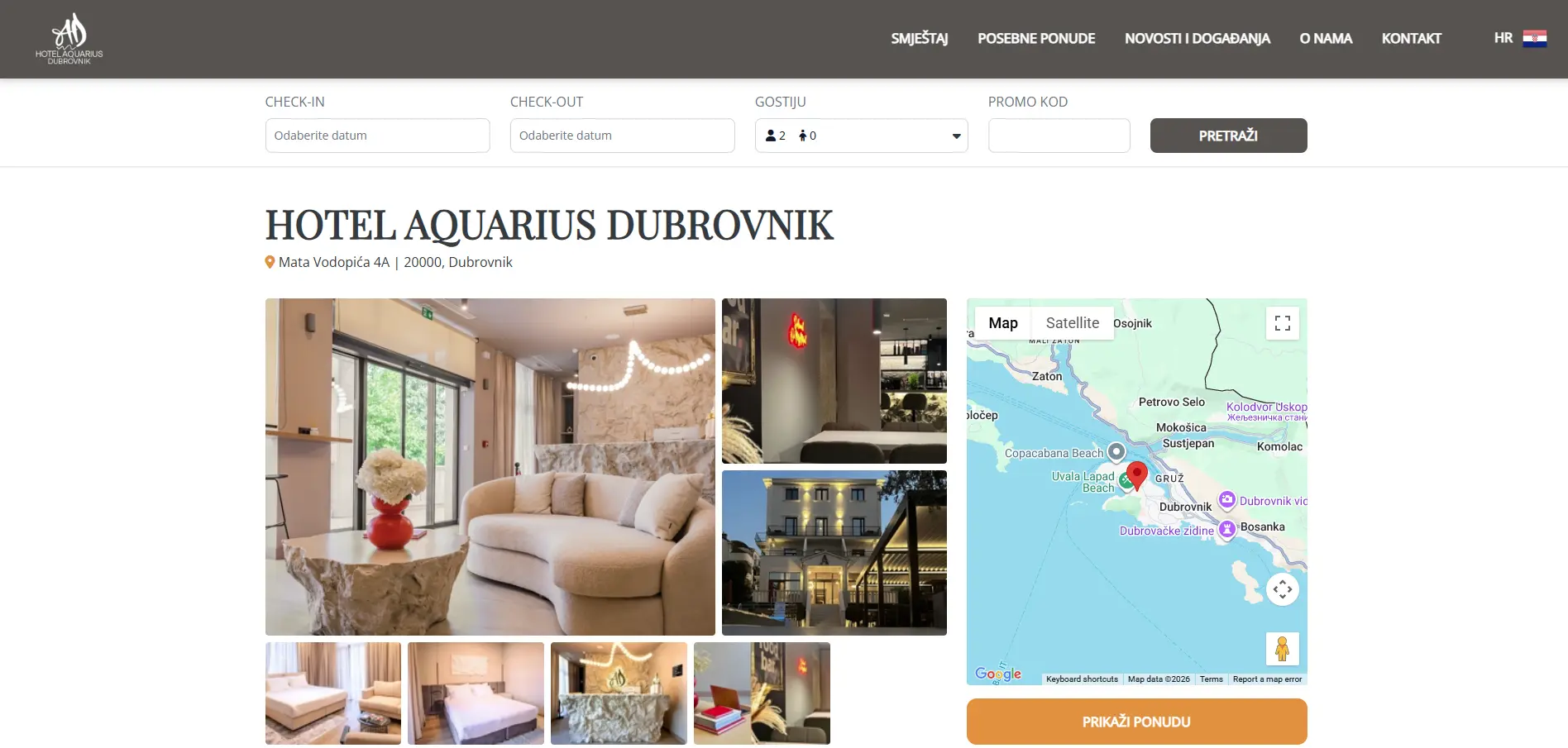 Hotel Aquarius Dubrovnik web stranica